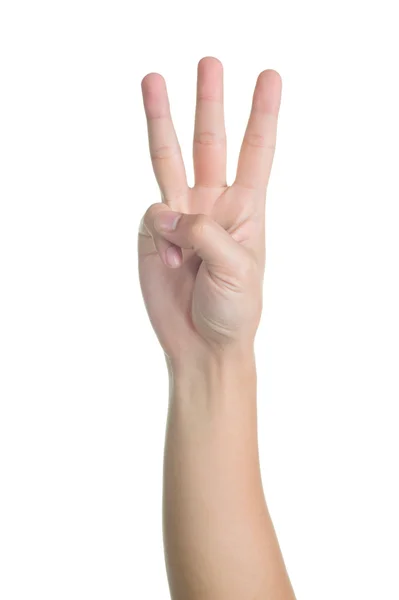 Kézi jel testtartás száma három elkülönített — Stok fotoğraf