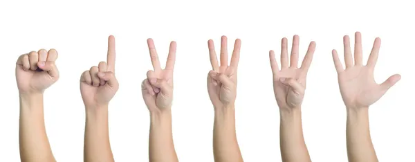 All hand sign posture number 0-5 isolated — Stock Photo, Image
