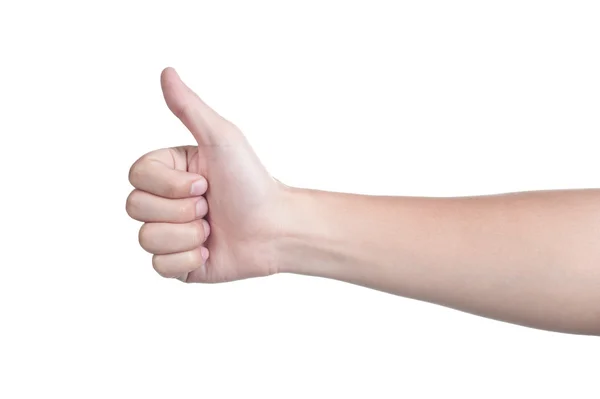 Ręka znak postawy dobry na białym tle — Zdjęcie stockowe