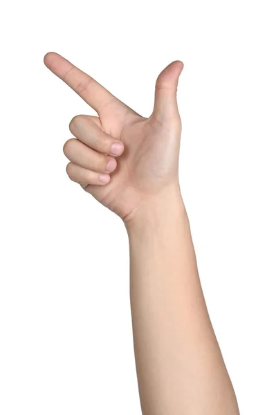 Kézi jel testtartás két szám az elkülönített — Stock Fotó