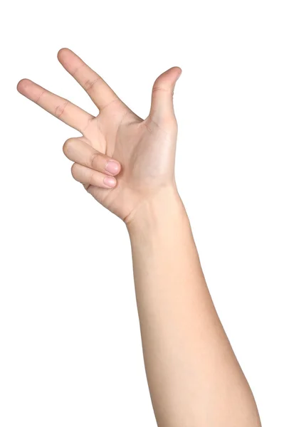 Рука знак осанки номер три изолированы — стоковое фото