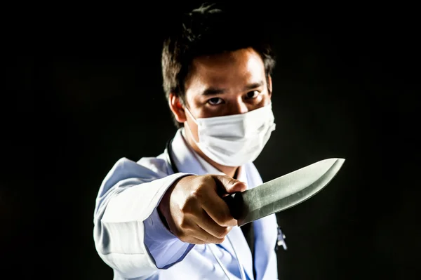 Doctor Serial Killer psychosis hold knife — Stock Photo, Image