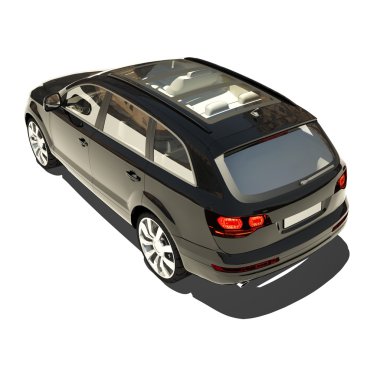 Alman siyah bir araba üzerinde beyaz izole