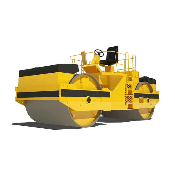 Road roller isolated on white background. — Stock Photo, Image