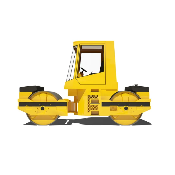 Road roller isolated on white background. — Stock Photo, Image