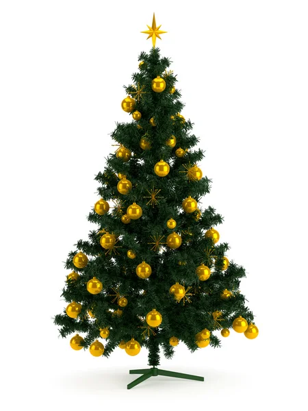 Prachtige Kerstboom geïsoleerd op wit — Stockfoto