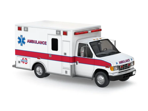 Ambulans araba beyaz zemin üzerine izole. perspektif Üstten Görünüm