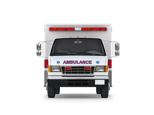 Ambulans araba beyaz zemin üzerine izole. Önden Görünüm