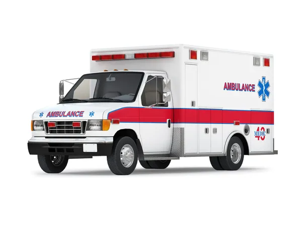 白い背景で隔離の救急車車。分析観点ビュー ストック写真