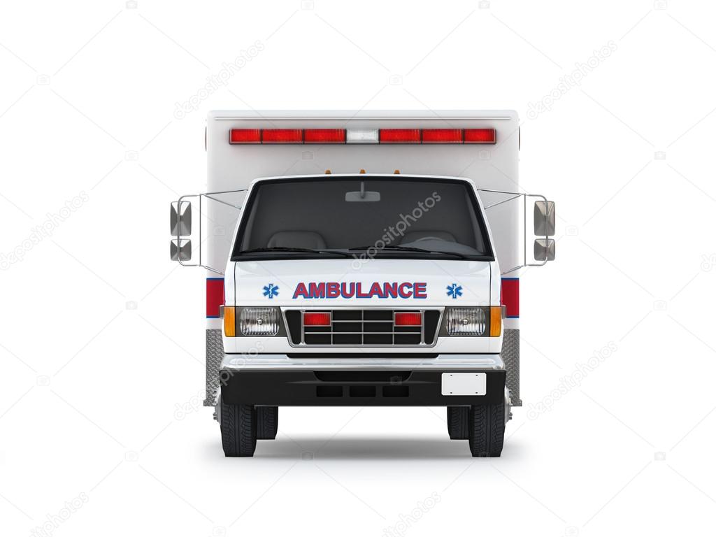 Ambulance Car Isolated on White Background. Front View