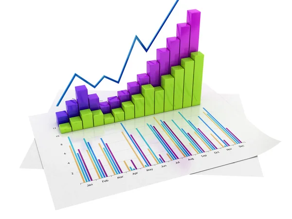 Grafieken van financiële analyse - geïsoleerd — Stockfoto