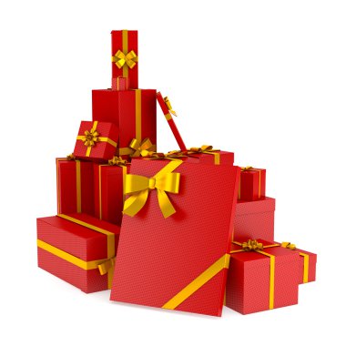 birhday ve Noel hediye kutuları kümesi. izole