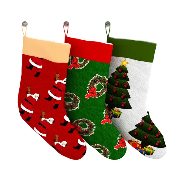 Conjunto de calcetines de regalo de Navidad coloridos aislados — Foto de Stock