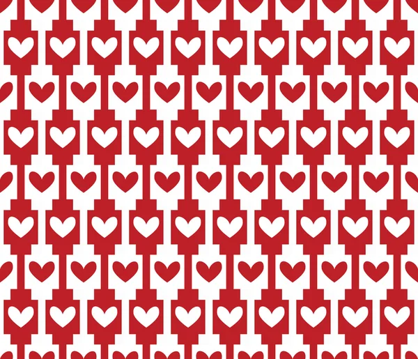 Fond rouge sans couture, motif avec des cœurs — Image vectorielle