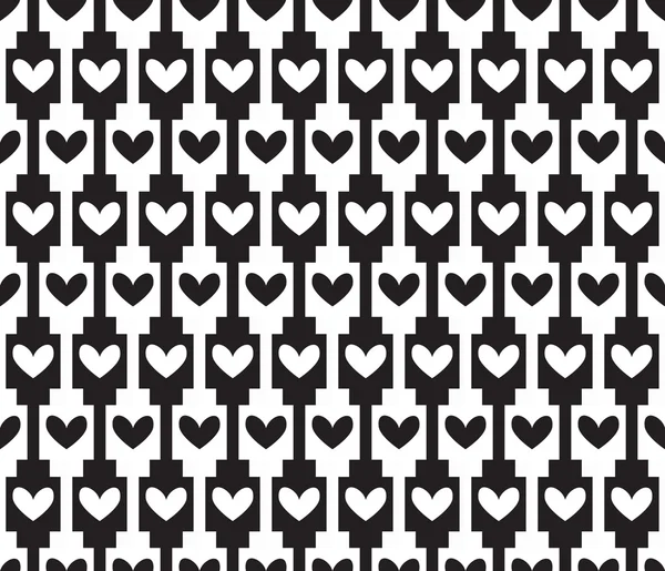 Black seamless background, pattern with hearts — Stock Vector