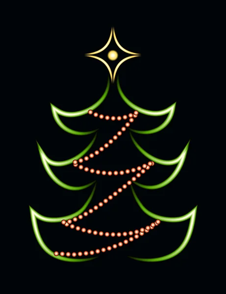 霓虹灯圣诞树 — 图库矢量图片