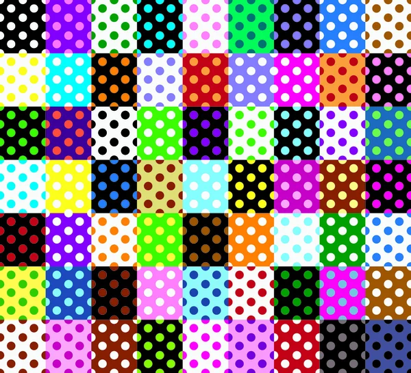 Polka dots, 63 naadloze patronen — Stockvector