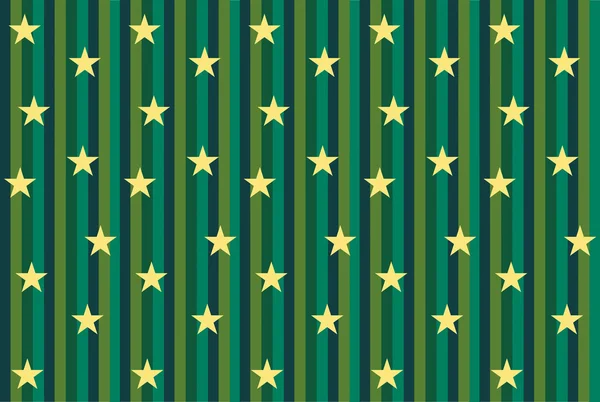 Green striped background with stars — Stock Vector