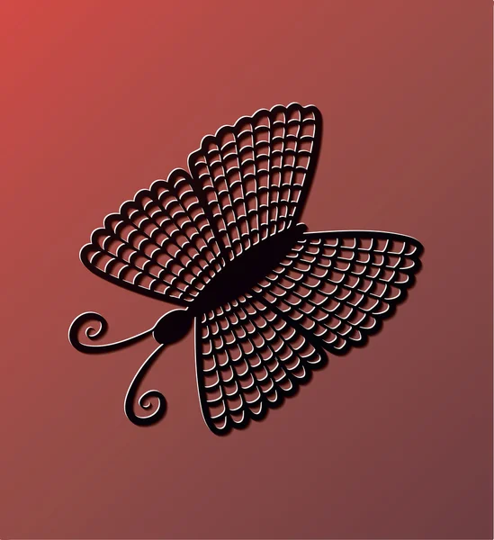 红色背景上的黑色蝴蝶。eps10 — 图库矢量图片