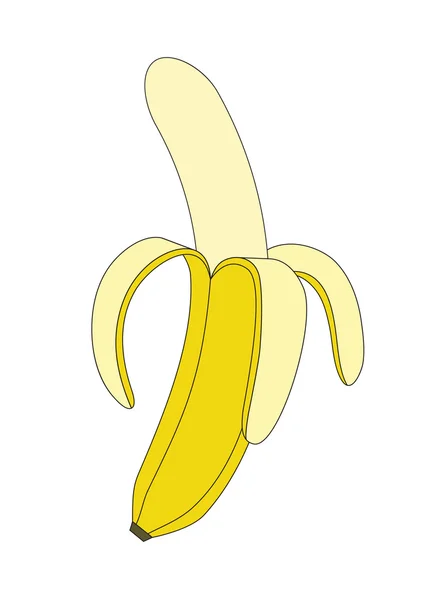 Geschälte Banane isoliert auf weißem Hintergrund — Stockvektor