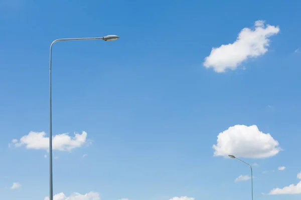 Вулична Лампа Блакитному Небі Хмарах Фон Місце Тексту — стокове фото