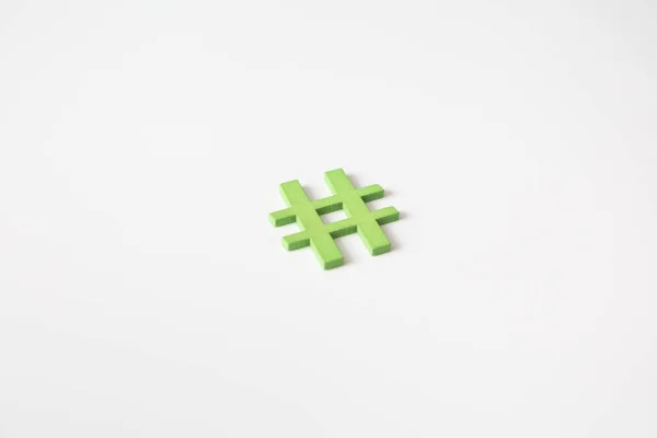 Zöld Szimbólum Hashtag Fehér Háttér Másolja Helyet Szociális Média Oktatási — Stock Fotó