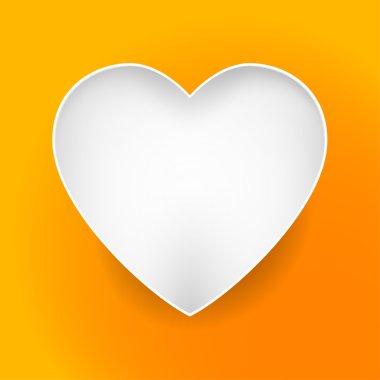 Turuncu zemin üzerine beyaz bir kalp. vektör çizim.