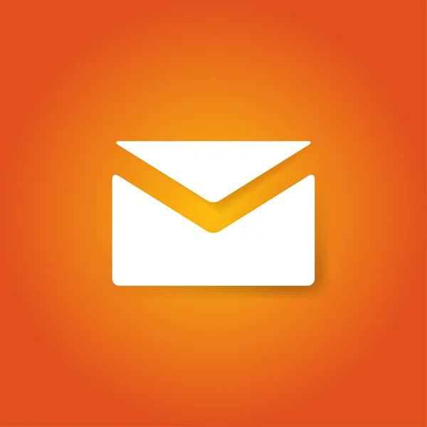 White envelope on orange background. Mail icon. Vector illustration. — Stock Vector