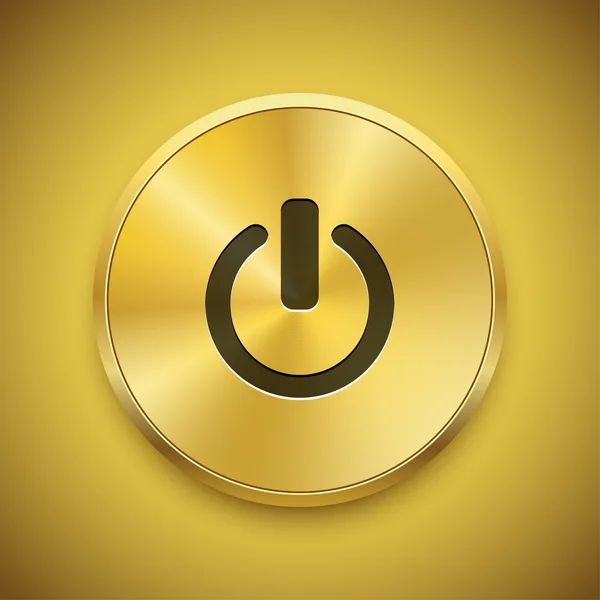 Botón dorado, encendido. Icono del vector . — Archivo Imágenes Vectoriales