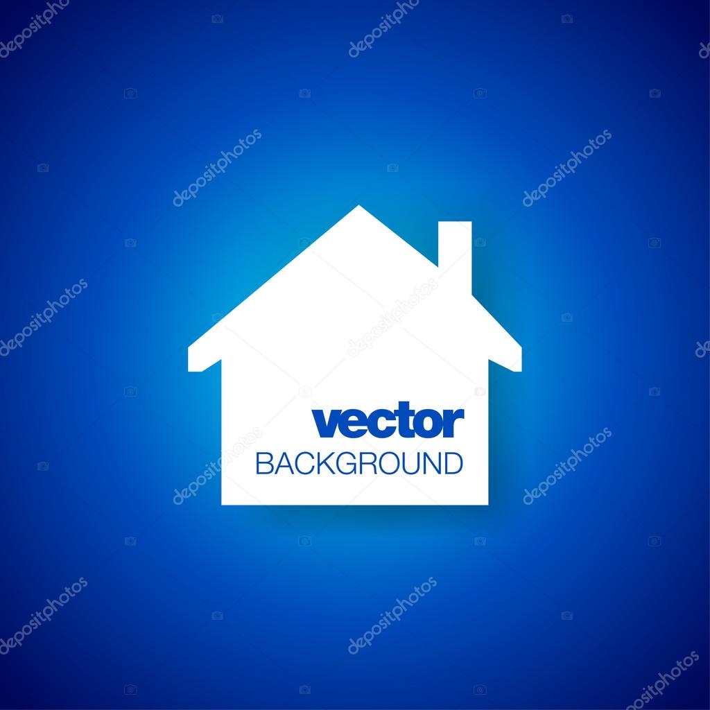 Paper house on blue background.