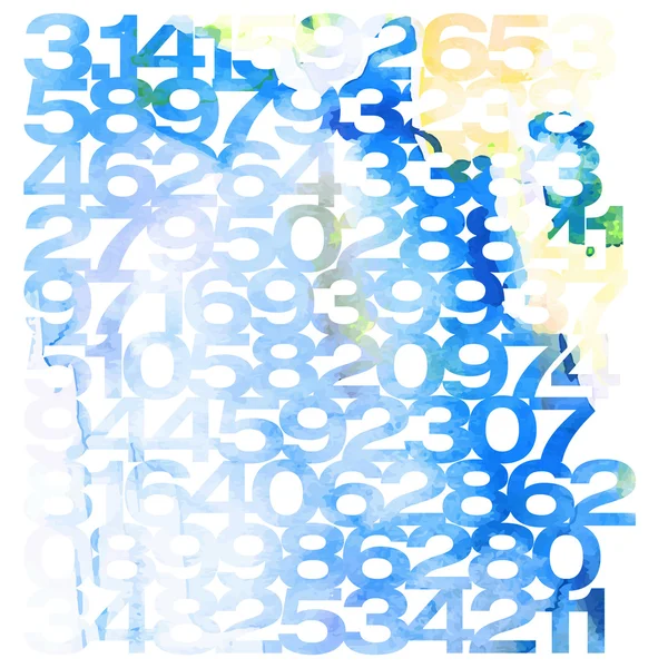 Digitaler hellblauer Hintergrund. Hintergrund der Aquarellnummern. Vektorillustration. — Stockvektor