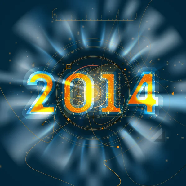 Прогноз на 2014 год РЛС высокотехнологичная векторная иллюстрация. Технология или научные прогнозы фон для нового года. Векторный интерфейс . — стоковый вектор