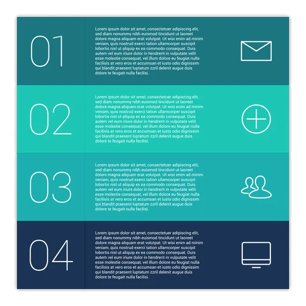 Design moderno Layout de modelo de infográfico de estilo mínimo. Infográficos, banner numerado, linhas de recorte horizontais, gráfico ou vetor de layout de site com ícones . — Vetor de Stock