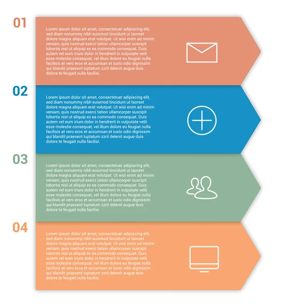 Moderne design minimalistische stijl infographic sjabloon lay-out. infographics, genummerd banner, horizontale knipsel lijnen, afbeelding of website lay-out vector met pictogrammen. — Stockvector