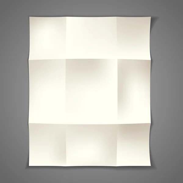 Lege witte verfrommeld papier op geïsoleerde achtergrond. vector. — Stockvector