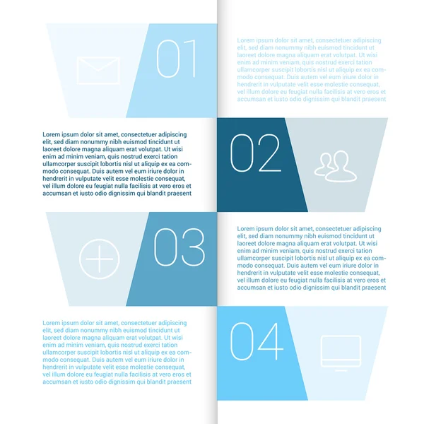 Moderne design minimalistische stijl infographic sjabloon lay-out. infographics, genummerd banner, horizontale knipsel lijnen, afbeelding of website lay-out vector met pictogrammen. — Stockvector