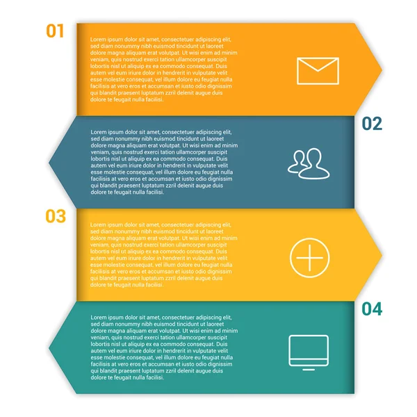 Modern Design Minimal style infographic template layout. Infographics, numbered banner, horizontal cutout lines, graphic or website layout vector with icons. — Stock Vector