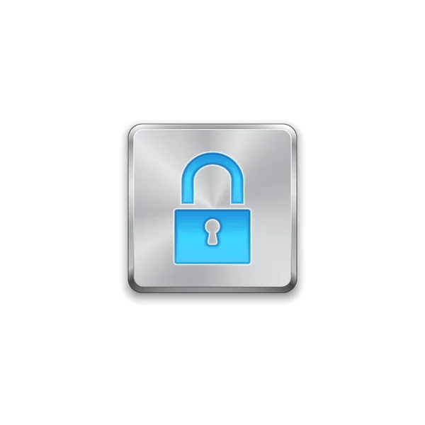Close lock icon on metal button. Vector background. — Stock Vector