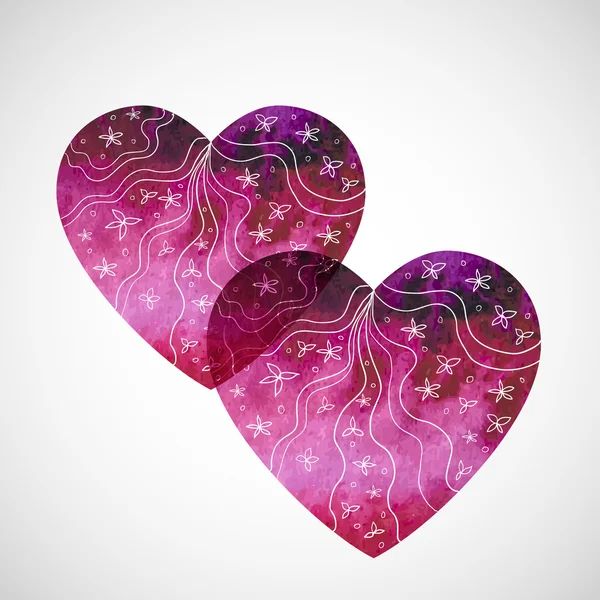 Romantici elementi di design acquerello. Cuori rosa per amore. San Valentino. Illustrazione vettoriale . — Vettoriale Stock