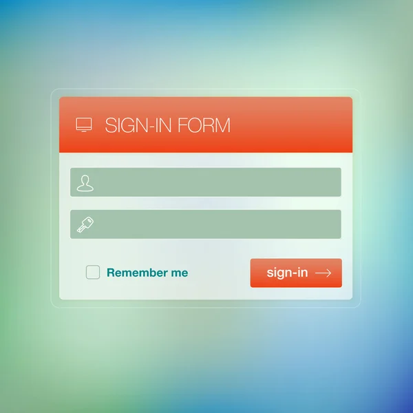 Vector login form ui element on blurred background. Sign-in form. — Stock Vector