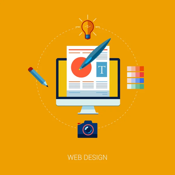 Web design conjunto de ícones planos. Ícones de conceito para web e serviços de telefonia móvel, aplicativos e web design e programação . — Vetor de Stock