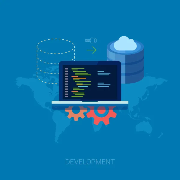 Conjunto de iconos modernos de diseño plano para el desarrollo de aplicaciones o la programación de aplicaciones de software. Web, base de datos, desarrollo de software . — Archivo Imágenes Vectoriales