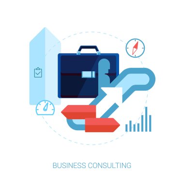 danışmanlık, kariyer, iş performansı yönünde düz simgeler vektör çizimi.