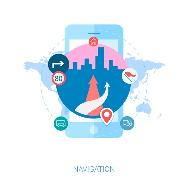 Ensemble d'icônes de design plat modernes pour la navigation en ligne et hors ligne. Route, transport, paysage urbain, enseignes, concepts d'illustration de points de passage. Concepts pour les bannières Web et les documents imprimés . — Image vectorielle