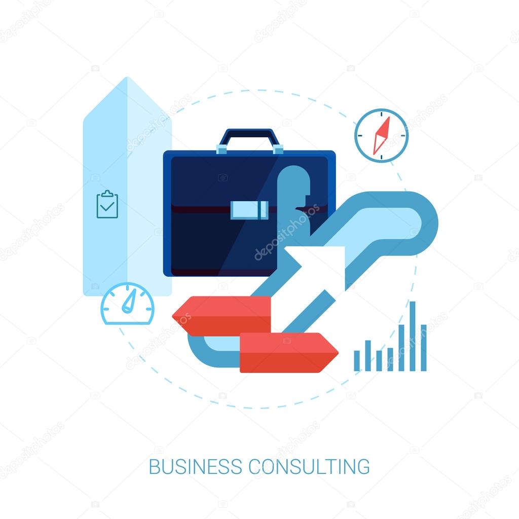 Consulting, career, business performance, direction flat icons vector illustration.