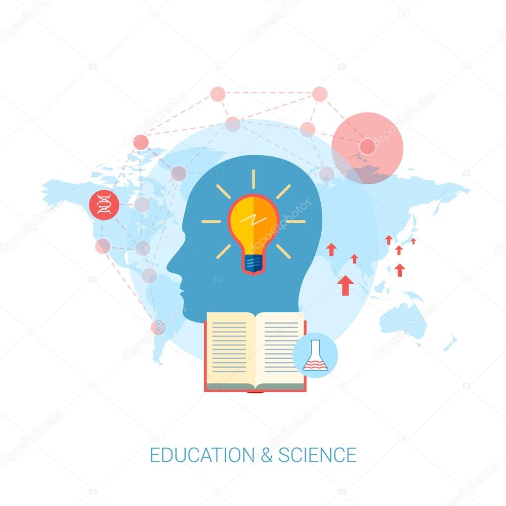 Education, intelligence, mind, idea, imagination and science flat icons vector illustration.