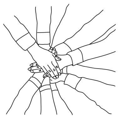 İş adamlarının birlik ve dürüstlük işareti için daireler çizmesi. birlikte konsept