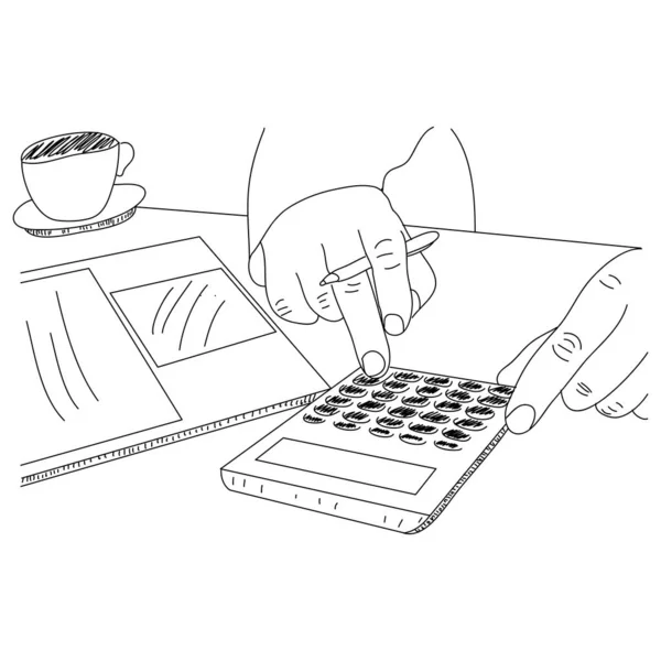 Finger Und Taschenrechner Zur Berechnung Von Wirtschafts Und Finanzkonzept — Stockvektor