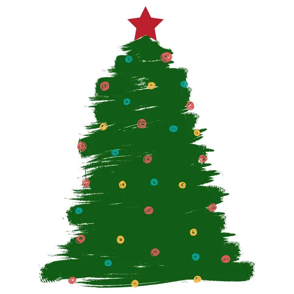 크리스마스 컨셉입니다 크리스마스 나무의 형태로 전나무 가지의 일러스트 — 스톡 벡터