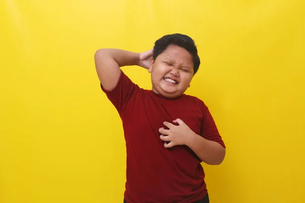 Asian Boy Standing Itchy Gesture His Body Healthcare Concept Isolated — Φωτογραφία Αρχείου